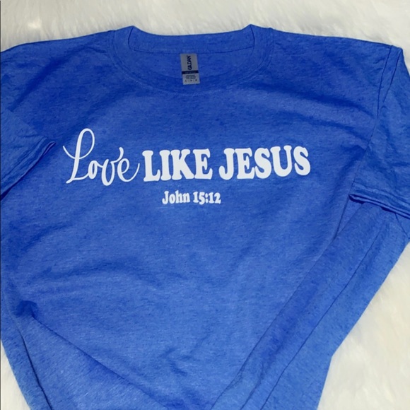 Gildan Tops - Love Like Jesus Blue Tee Shirt